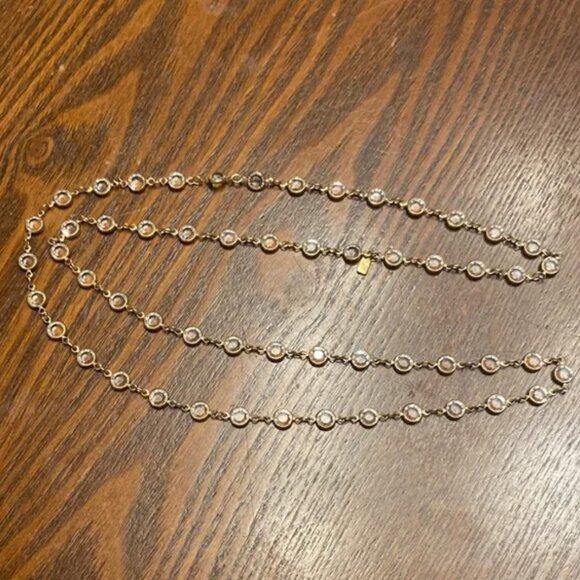 Swarovski Crystal 32" Necklace Clear Faceted Bezel Crystal Necklace - Picture 3 of 5